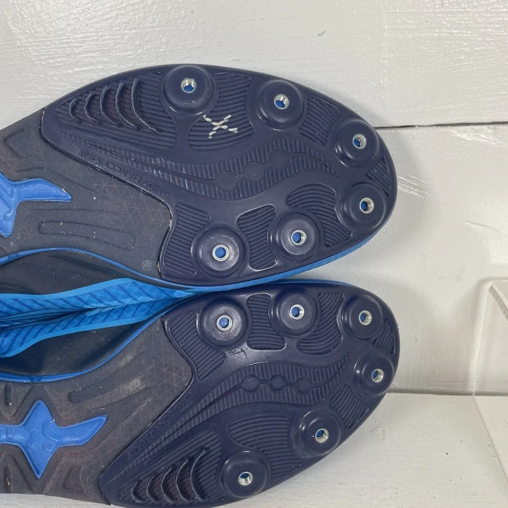 Saucony Vendetta Racing Shoes US Size 13 Cleats‎ Blue S29047-3 Silver Running